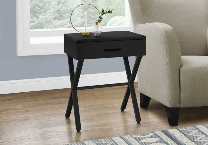 ACCENT TABLE - 24"H / BLACK / BLACK METAL