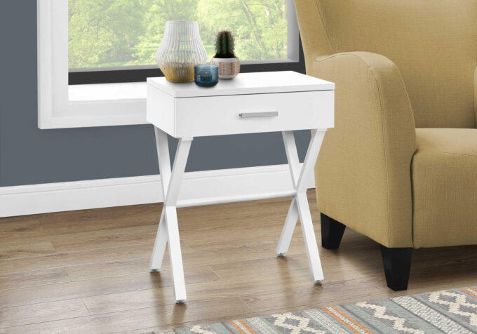 ACCENT TABLE - 24"H / WHITE / WHITE METAL