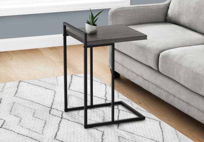 ACCENT TABLE - 25"H / GREY / BLACK METAL