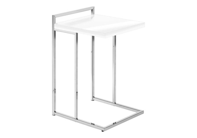 ACCENT TABLE - 25"H / GLOSSY WHITE / CHROME METAL - Image 3