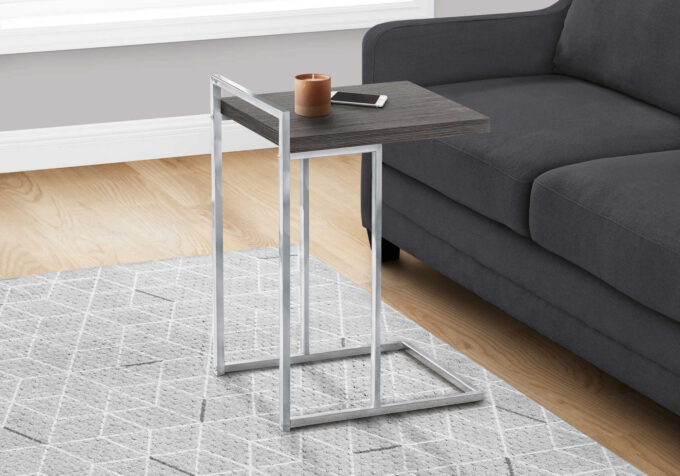 ACCENT TABLE - 25"H / GREY / CHROME METAL