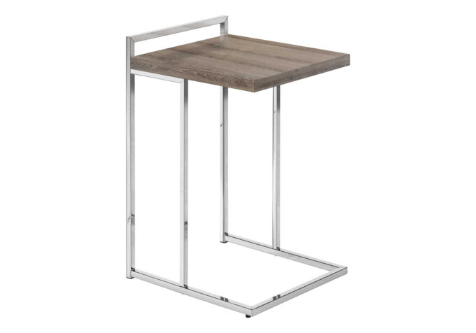 ACCENT TABLE - 25"H / DARK TAUPE / CHROME METAL - Image 3