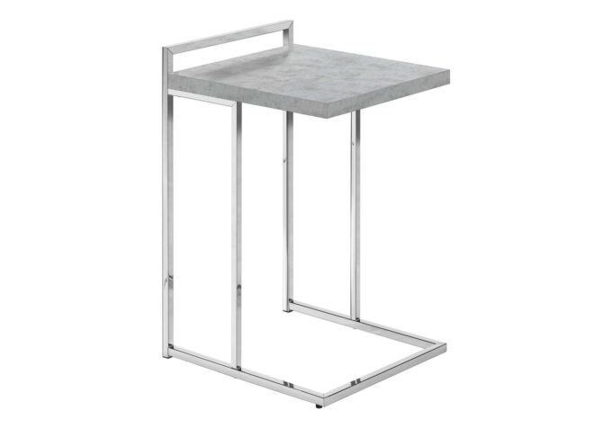 ACCENT TABLE - 25"H / GREY CEMENT / CHROME METAL - Image 3