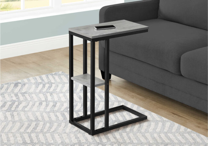 ACCENT TABLE - 25"H / GREY / BLACK METAL