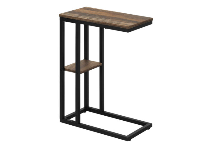 ACCENT TABLE - 25"H / BROWN RECLAIMED-LOOK / BLACK METAL - Image 2