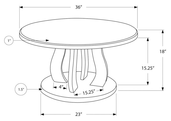 COFFEE TABLE - 36"DIA / BRUSHED SILVER / MIRROR - Image 4