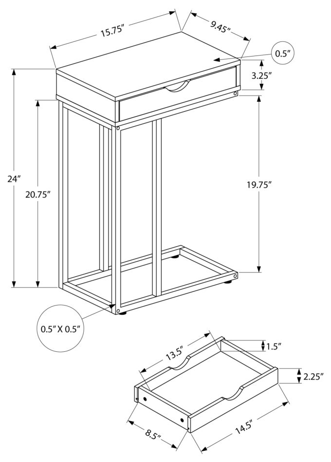 ACCENT TABLE - 25"H / WHITE / BLACK METAL - Image 5