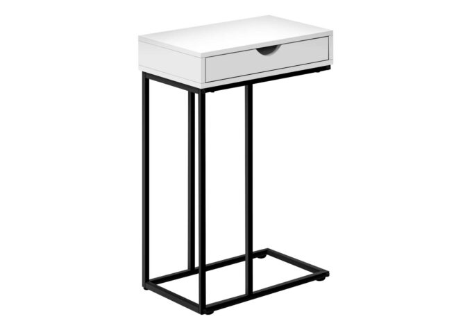 ACCENT TABLE - 25"H / WHITE / BLACK METAL - Image 2