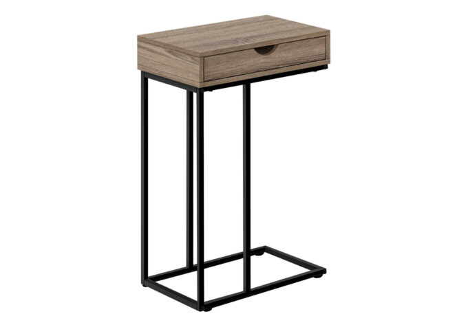 ACCENT TABLE - 25"H / DARK TAUPE / BLACK METAL - Image 2