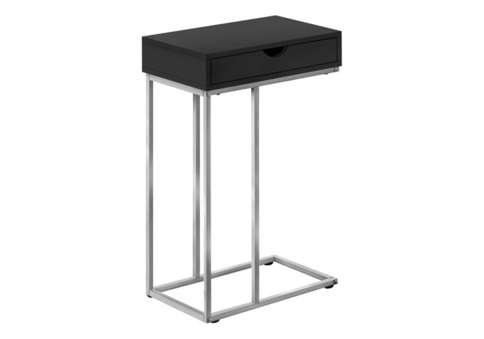 ACCENT TABLE - 25"H / BLACK / SILVER METAL - Image 2