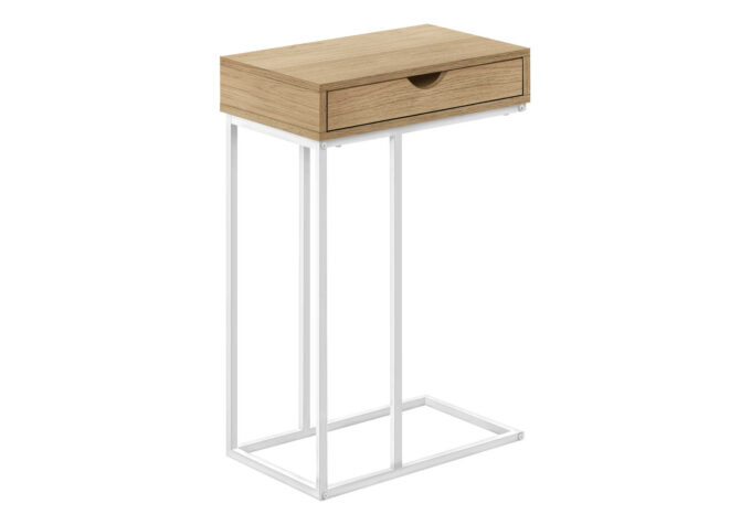 ACCENT TABLE - 25"H / NATURAL / WHITE METAL - Image 2