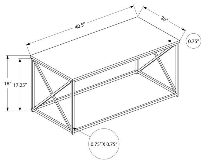 COFFEE TABLE - 40"L / GREY / BLACK METAL - Image 4