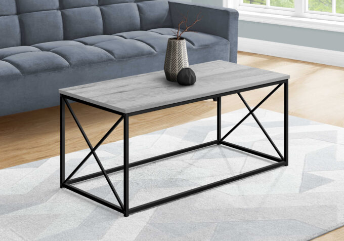 COFFEE TABLE - 40"L / GREY / BLACK METAL