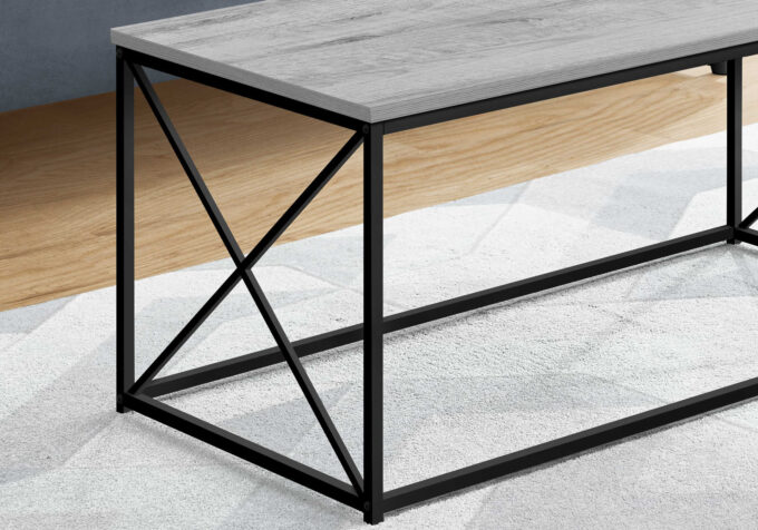 COFFEE TABLE - 40"L / GREY / BLACK METAL - Image 2