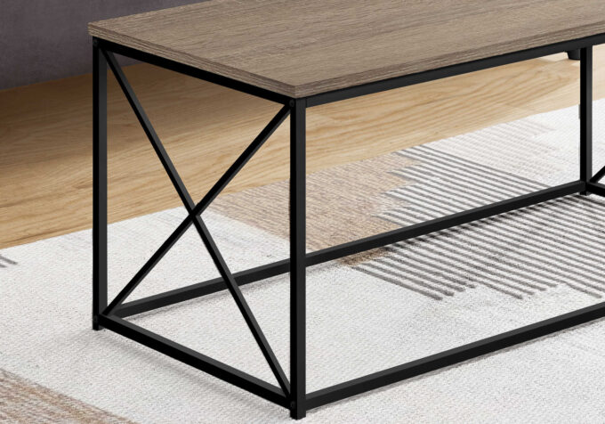 COFFEE TABLE - 40"L / DARK TAUPE / BLACK METAL - Image 2