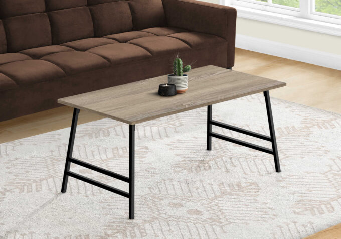 COFFEE TABLE - 40"L / DARK TAUPE / BLACK METAL