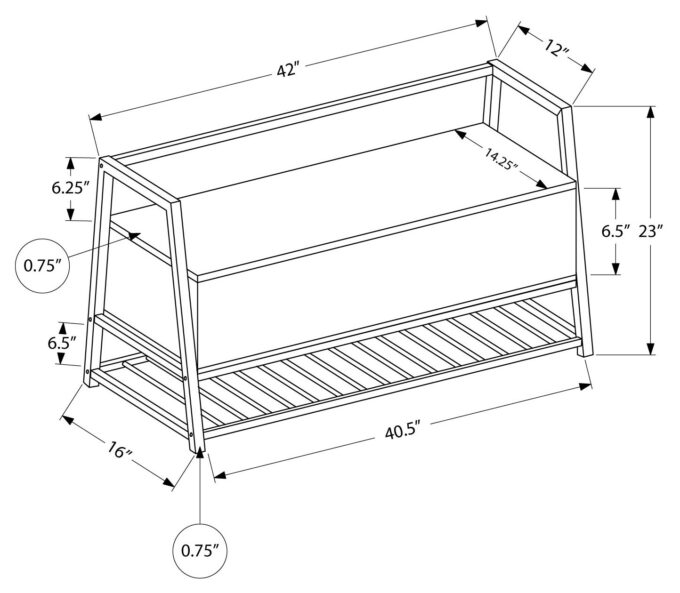 BENCH - 42"L / GREY STORAGE / BLACK METAL - Image 5