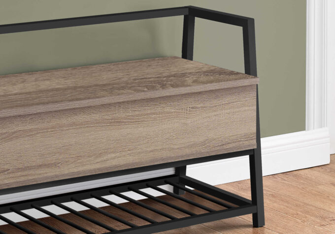 BENCH - 42"L / DARK TAUPE STORAGE / BLACK METAL - Image 4