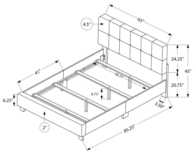 BED - QUEEN SIZE / BEIGE LINEN - Image 4