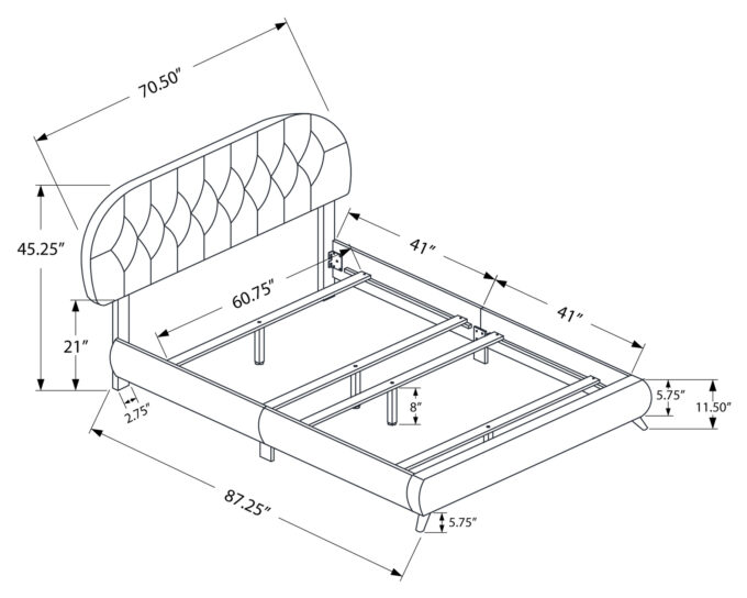 BED - QUEEN SIZE / BROWN LEATHER-LOOK WITH WOOD LEGS - Image 4