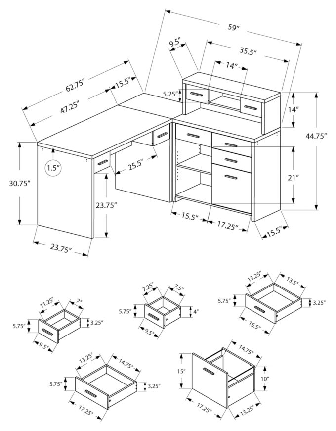 COMPUTER DESK - ESPRESSO LEFT OR RIGHT FACING CORNER - Image 4