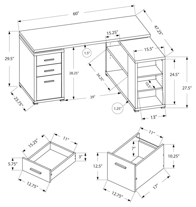 COMPUTER DESK - ESPRESSO LEFT OR RIGHT FACING CORNER - Image 4