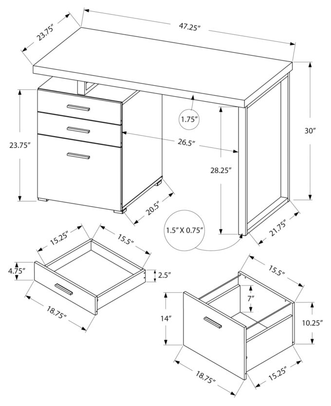 COMPUTER DESK - 48"L / ESPRESSO LEFT OR RIGHT FACING - Image 4