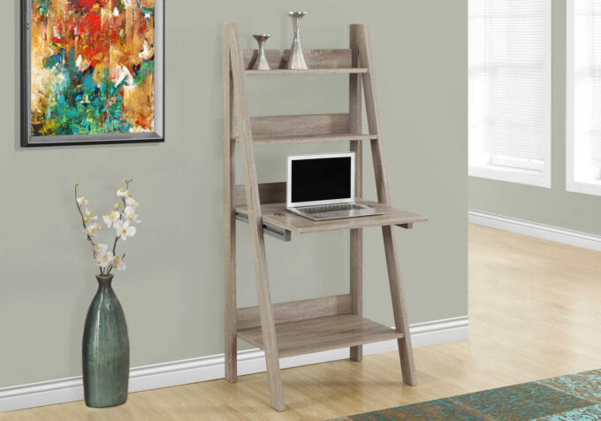 COMPUTER DESK - 61"H / DARK TAUPE LADDER STYLE