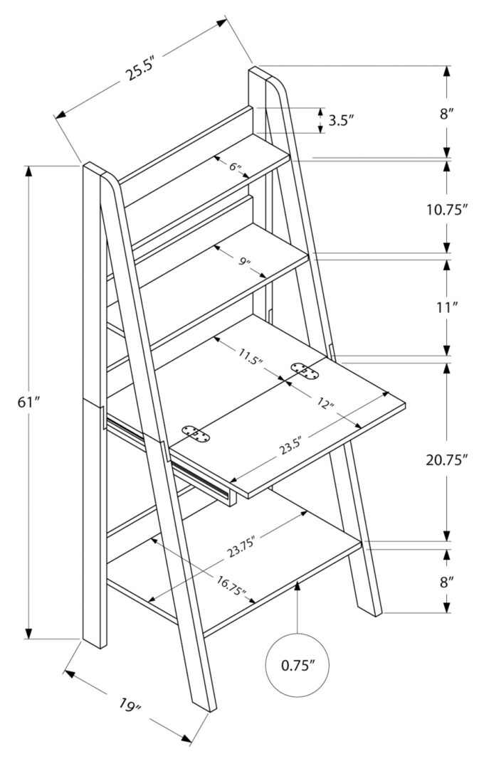 COMPUTER DESK - 61"H / ESPRESSO LADDER STYLE - Image 5