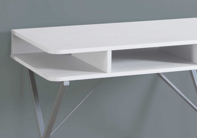 COMPUTER DESK - 31"L / WHITE TOP / SILVER METAL - Image 2