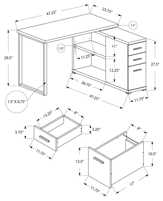 COMPUTER DESK - WHITE LEFT OR RIGHT FACING CORNER - Image 4