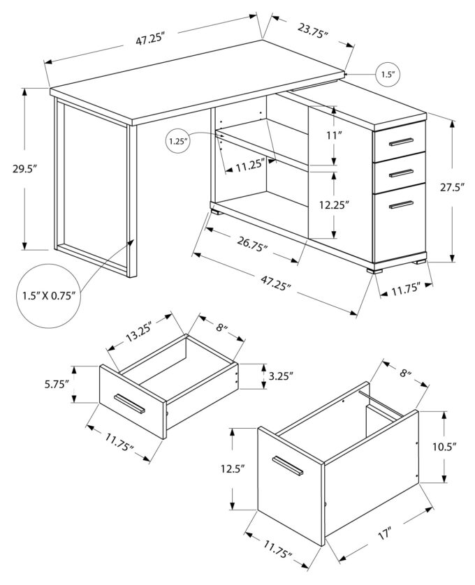 COMPUTER DESK - DARK TAUPE LEFT OR RIGHT FACING CORNER - Image 4