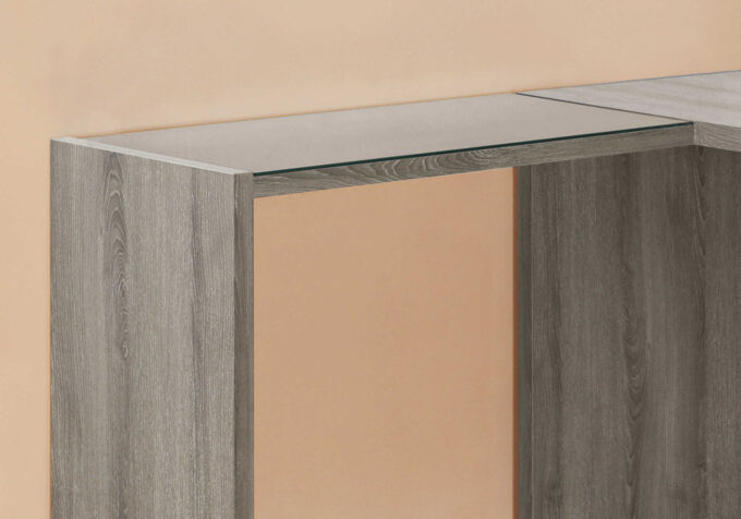 COMPUTER DESK - DARK TAUPE CORNER WITH TEMPERED GLASS - Image 2