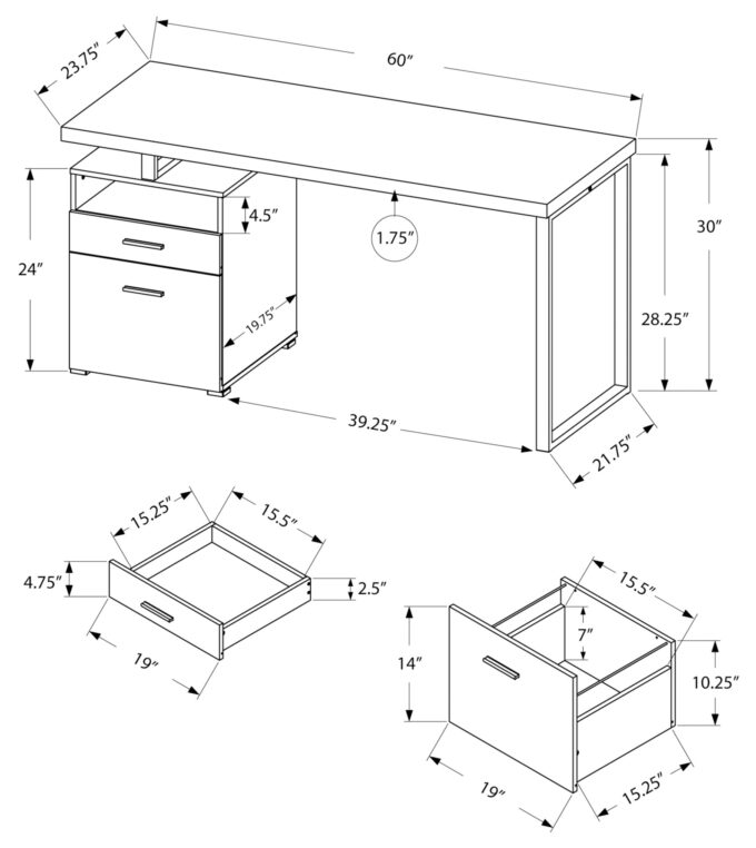 COMPUTER DESK - 60"L / ESPRESSO / SILVER METAL - Image 4