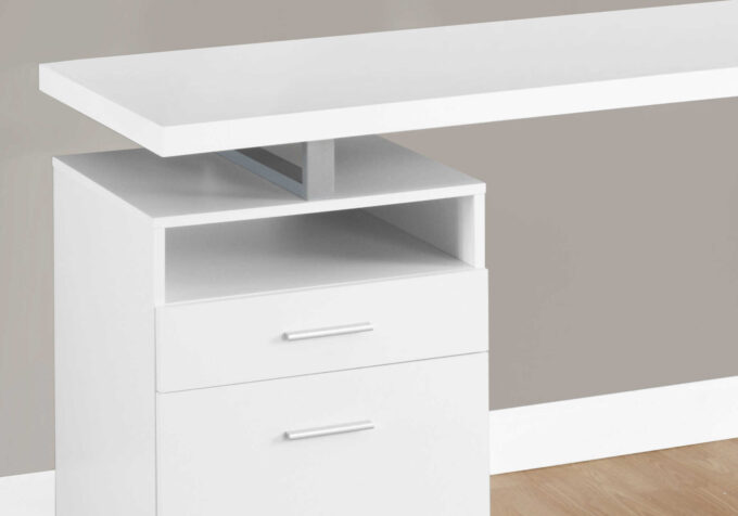 COMPUTER DESK - 60"L / WHITE / SILVER METAL - Image 2