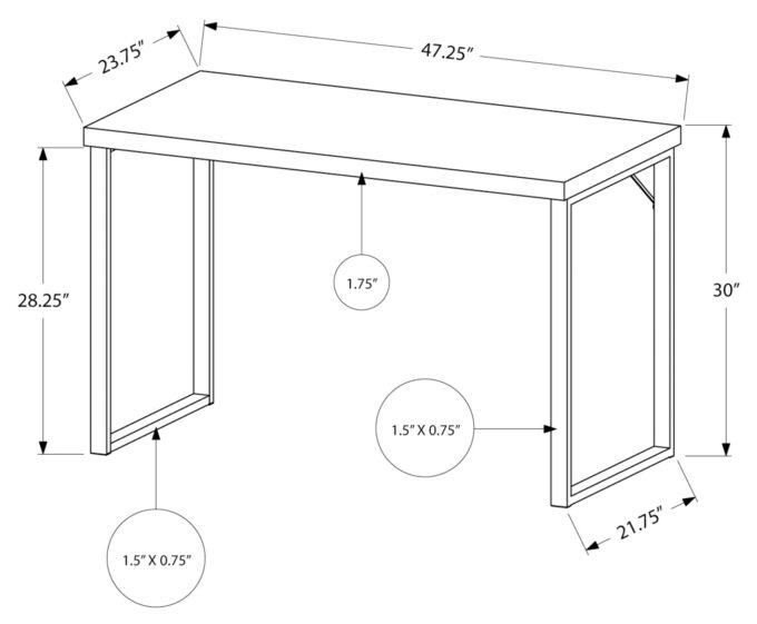 COMPUTER DESK - 48"L / ESPRESSO / SILVER METAL - Image 4