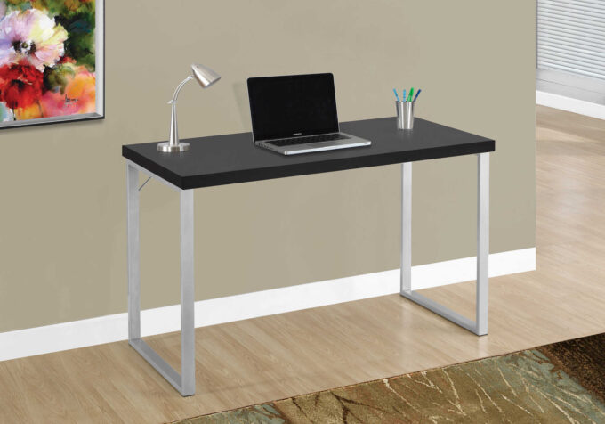 COMPUTER DESK - 48"L / ESPRESSO / SILVER METAL