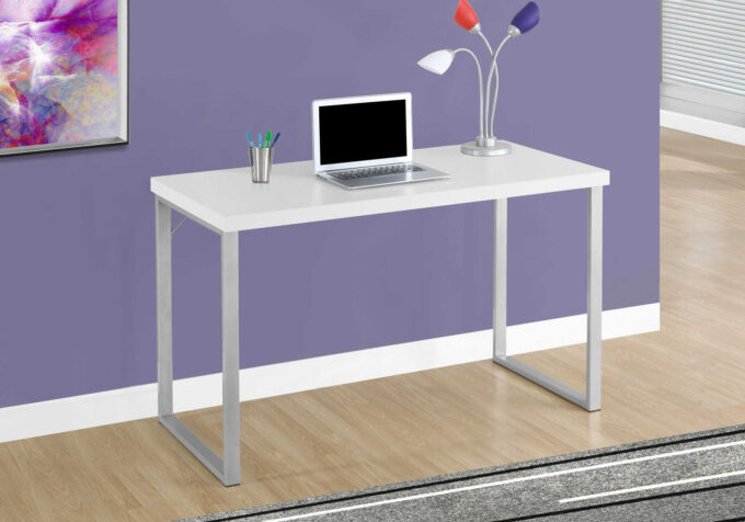 COMPUTER DESK - 48"L / WHITE / SILVER METAL