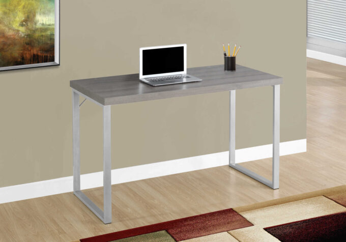 COMPUTER DESK - 48"L / DARK TAUPE / SILVER METAL