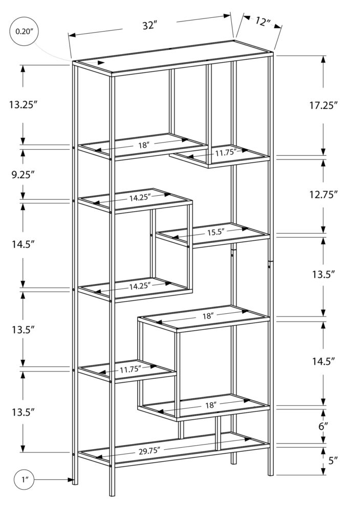 BOOKCASE - 72"H / SILVER METAL WITH TEMPERED GLASS - Image 5