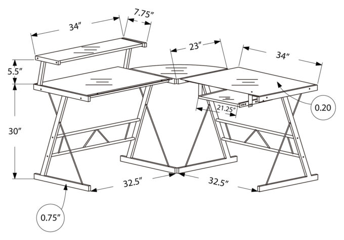 COMPUTER DESK - BLACK METAL CORNER WITH TEMPERED GLASS - Image 4