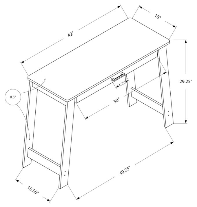 COMPUTER DESK - 42"L / ESPRESSO WITH A STORAGE DRAWER - Image 4