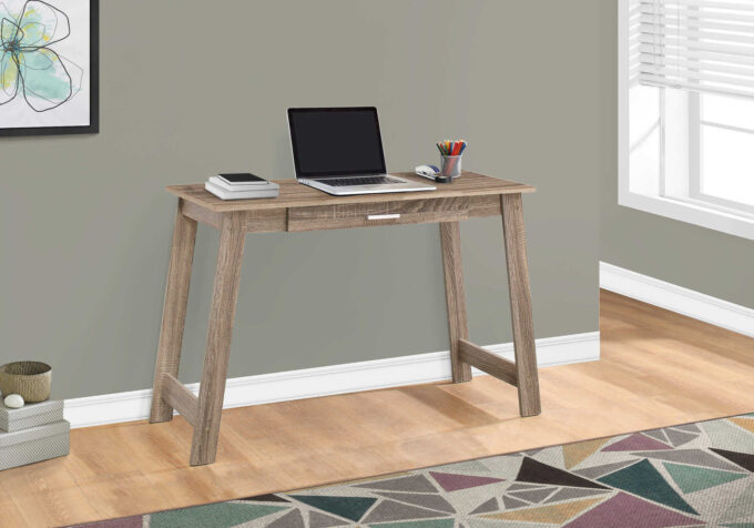 COMPUTER DESK - 42"L / DARK TAUPE WITH A STORAGE DRAWER