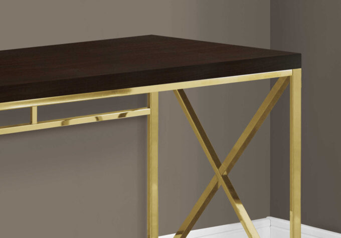 COMPUTER DESK - 48"L / ESPRESSO / GOLD METAL - Image 2