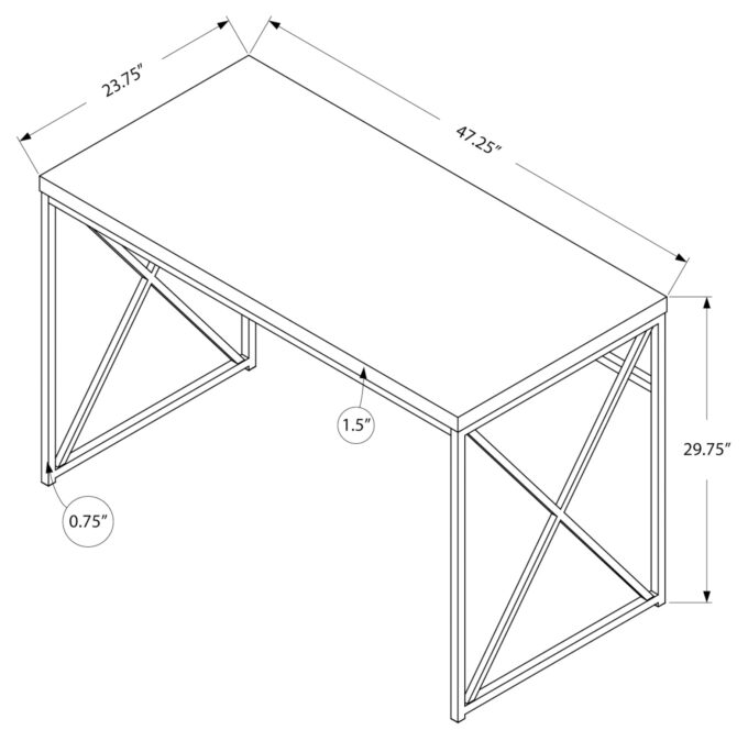 COMPUTER DESK - 48"L / DARK TAUPE / CHROME METAL - Image 4