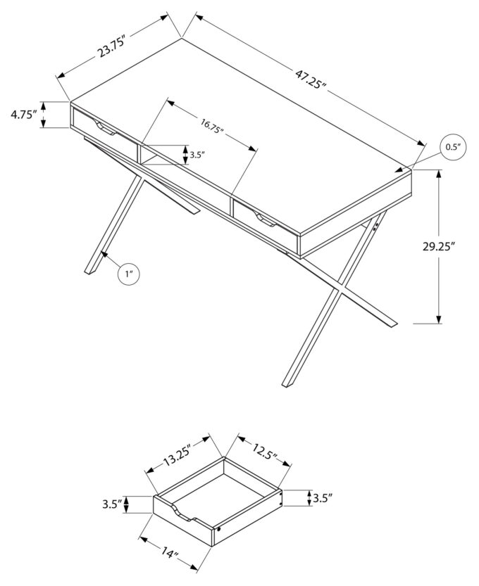 COMPUTER DESK - 48"L / ESPRESSO / GOLD METAL - Image 4