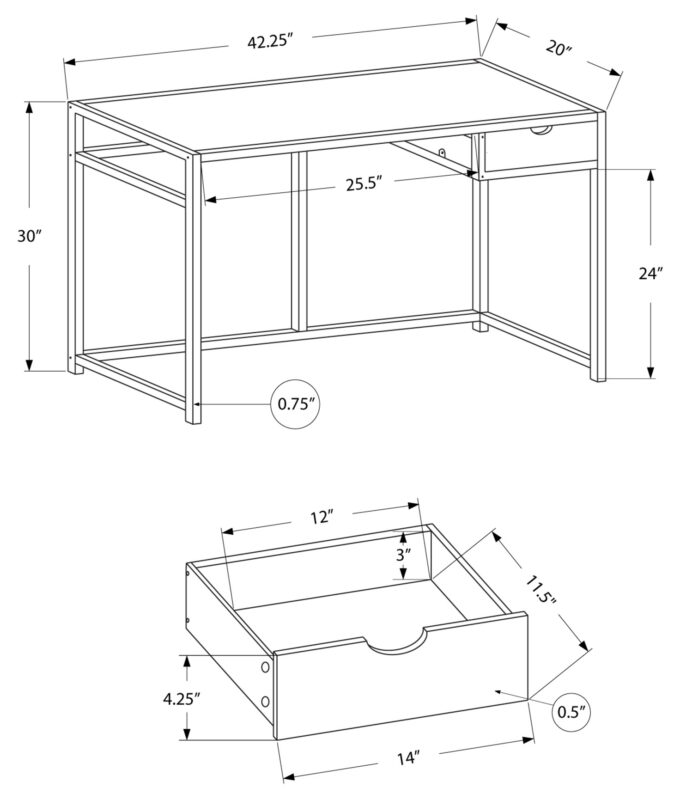 COMPUTER DESK - 42"L / GREY / DARK GREY METAL - Image 4