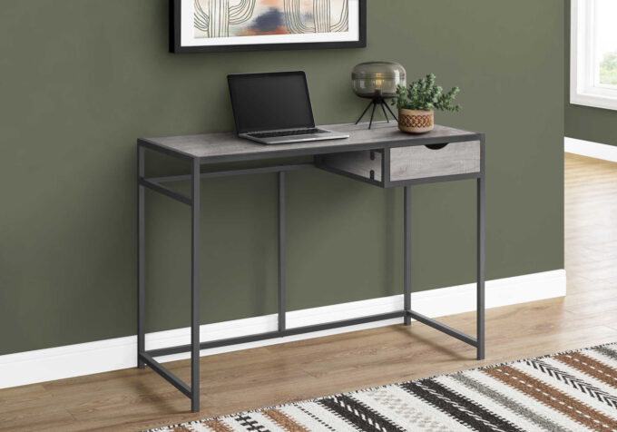 COMPUTER DESK - 42"L / GREY / DARK GREY METAL