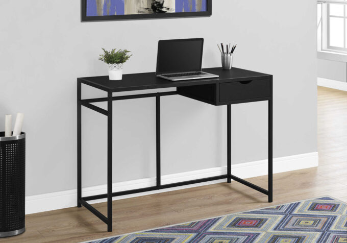 COMPUTER DESK - 42"L / BLACK / BLACK METAL - Image 2