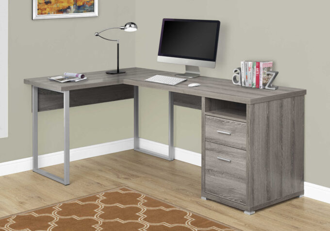 COMPUTER DESK - 80"L / DARK TAUPE LEFT OR RIGHT FACING